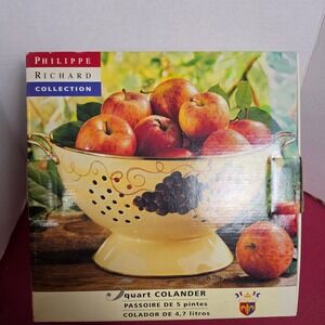 Vintage Tabletops Unlimited Vino Grapes 5 Qt. Metal Colander In Original Box